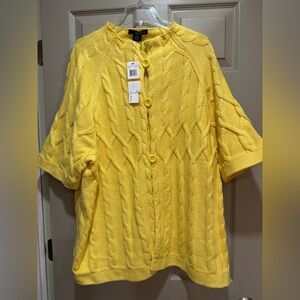 CALVIN KLEIN JEANS Women’s NWT Lemon Yellow Cardigan Sweater Sz 3X - XXXL $89.50